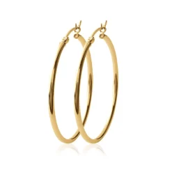 Créoles femme plaqué or 5 mm simples - YUU50
