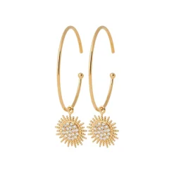 Créoles femme plaqué or blanc serti griffe 3 mm - Y630UZ0