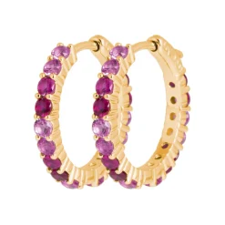 Créoles femme plaqué or teinté serti griffe 2 mm - Y63Y6V0