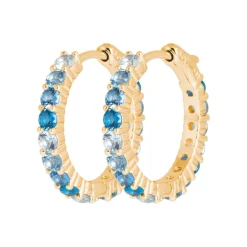 Créoles femme plaqué or teinté serti griffe 2 mm - Y63Y660