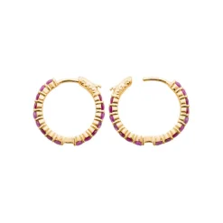 Créoles femme plaqué or teinté serti griffe 2 mm - Y63Y6V0