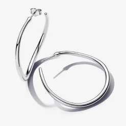 Créoles Ouvertes de Forme Organique 42 mm Argent
