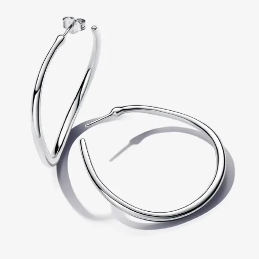 Créoles Ouvertes de Forme Organique 42 mm Argent