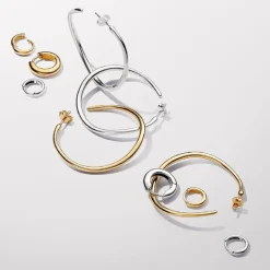 Créoles Ouvertes de Forme Organique 42 mm Argent