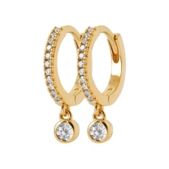 Créoles pampilles femme plaqué or teinté serti clos 12 mm - Y6343Z0