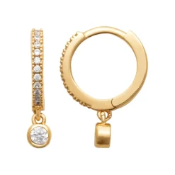 Créoles pampilles femme plaqué or teinté serti clos 12 mm - Y6343Z0