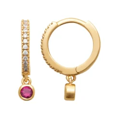 Créoles pampilles femme plaqué or teinté serti clos 12 mm - Y6343V0