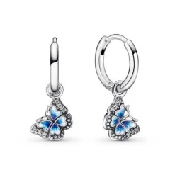 Créoles Pandora Moments papillon bleu & strass