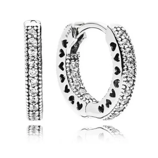 Créoles Pandora Signature Cœur Pavé