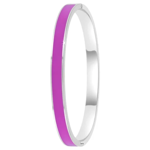 Jonc Femme So Charm - B4339-ARGENT-VIOLET - Bracelet Email Argenté