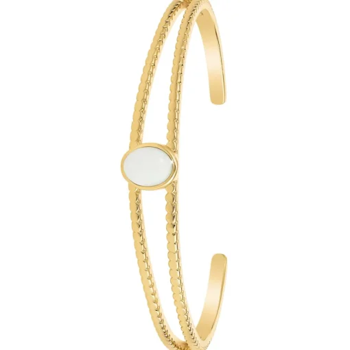 Jonc Femme So Charm - B4237-BLANC - Bracelet Mode Doré