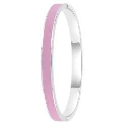Jonc Femme So Charm - B4339-ARGENT-ROSE - Bracelet Email Argenté