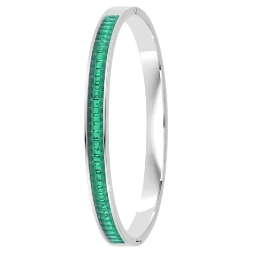 Jonc Femme So Charm - B4337-ARGENT-VERT - Bracelet Mode Argenté