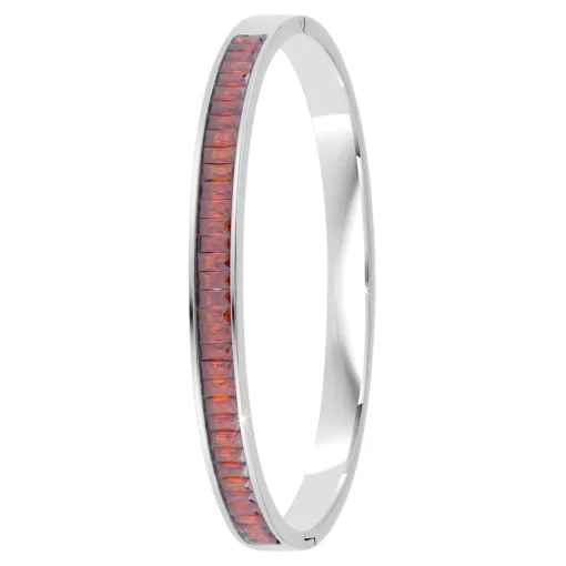 Jonc Femme So Charm - B4337-ARGENT-ROUGE - Bracelet Mode Argenté