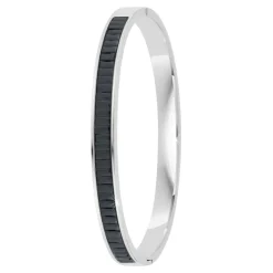 Jonc Femme So Charm - B4337-ARGENT-NOIR - Bracelet Mode Argenté