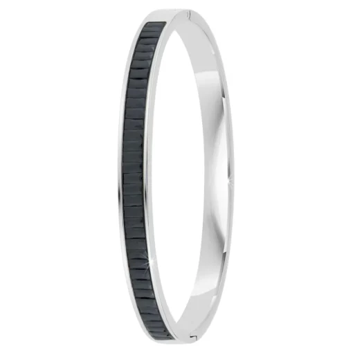 Jonc Femme So Charm - B4337-ARGENT-NOIR - Bracelet Mode Argenté