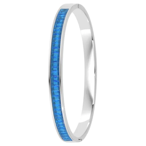 Jonc Femme So Charm - B4337-ARGENT-AQUAMARINE - Bracelet Mode Argenté