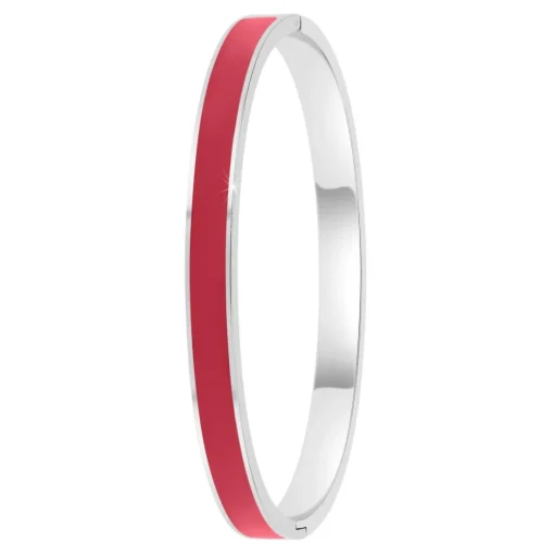 Jonc Femme So Charm - B4339-ARGENT-ROUGE - Bracelet Email Argenté