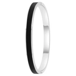Jonc Femme So Charm - B4339-ARGENT-NOIR - Bracelet Email Argenté