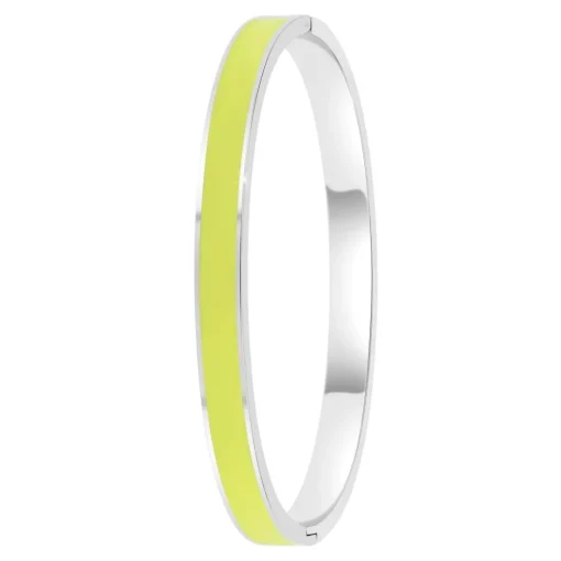 Jonc Femme So Charm - B4339-ARGENT-JAUNE - Bracelet Email Argenté