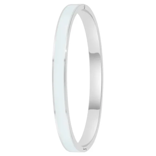 Jonc Femme So Charm - B4339-ARGENT-BLANC - Bracelet Email Argenté