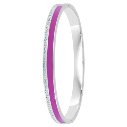 Jonc Femme So Charm - B4338-ARGENT-VIOLET - Bracelet Email Argenté