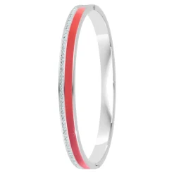 Jonc Femme So Charm - B4338-ARGENT-ROUGE - Bracelet Email Argenté