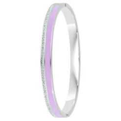 Jonc Femme So Charm - B4338-ARGENT-ROSE - Bracelet Email Argenté