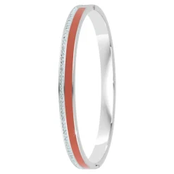 Jonc Femme So Charm - B4338-ARGENT-ORANGE - Bracelet Email Argenté