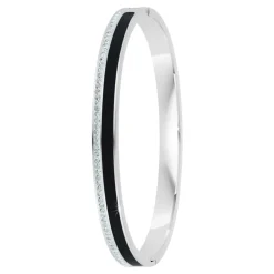 Jonc Femme So Charm - B4338-ARGENT-NOIR - Bracelet Email Argenté