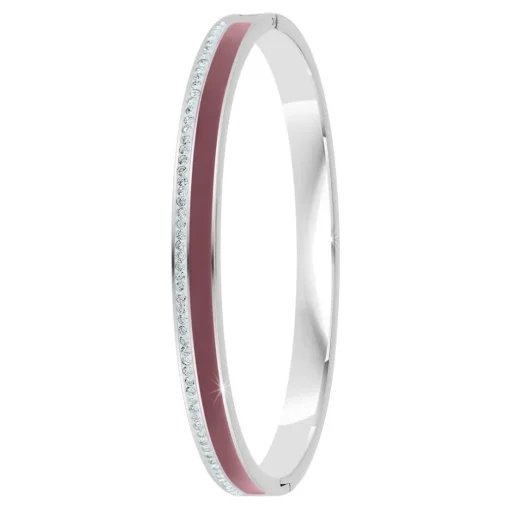 Jonc Femme So Charm - B4338-ARGENT-MARRON - Bracelet Email Argenté