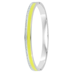 Jonc Femme So Charm - B4338-ARGENT-JAUNE - Bracelet Email Argenté