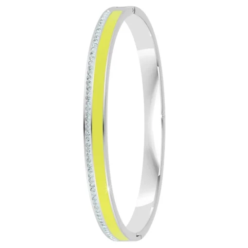 Jonc Femme So Charm - B4338-ARGENT-JAUNE - Bracelet Email Argenté