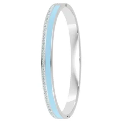 Jonc Femme So Charm - B4338-ARGENT-BLEUCLAIR - Bracelet Email Argenté