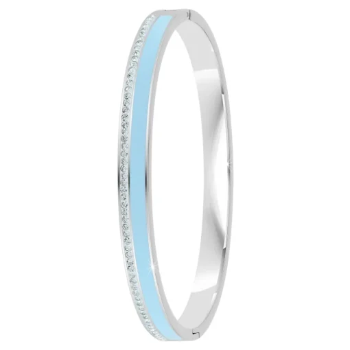 Jonc Femme So Charm - B4338-ARGENT-BLEUCLAIR - Bracelet Email Argenté