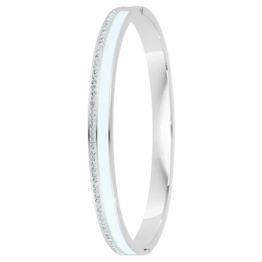 Jonc Femme So Charm - B4338-ARGENT-BLANC - Bracelet Email Argenté