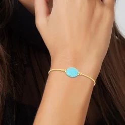 Jonc Femme So Charm - B2492-TURQUOISE - Bracelet Mode Doré