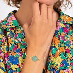 Jonc Femme So Charm - B3308-DORE-VERT - Bracelet Mode Doré