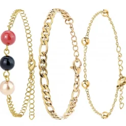 Lot de trois Bracelets Femme Angèle M B2073+B2371-DORE+B2384-DORE