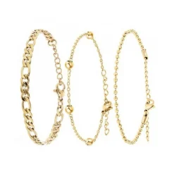 Lot de trois Bracelets Femme Angèle M B2371-DORE+B2384-DORE+B2386-DORE