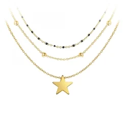 Lot de trois Colliers femme Angèle M B2097-DORE+B2370-DORE+B2394-NOIR
