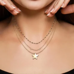 Lot de trois Colliers femme Angèle M B2097-DORE+B2370-DORE+B2394-NOIR