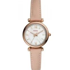 Montre Fossil ES4699 - CARLIE MINI Boîtier Acier Doré Rose Bracelet Cuir Rose Femme