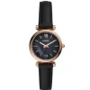 Montre Fossil ES4700 - CARLIE MINI Boîtier Acier Doré Rose Bracelet Cuir Noir Femme