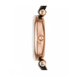 Montre Fossil ES4700 - CARLIE MINI Boîtier Acier Doré Rose Bracelet Cuir Noir Femme