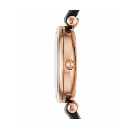 Montre Fossil ES4700 - CARLIE MINI Boîtier Acier Doré Rose Bracelet Cuir Noir Femme