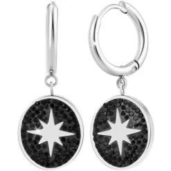 Pendantes So Charm - B4005-ARGENT-NOIR - Boucles D'Oreilles Argentées