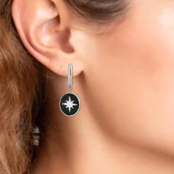 Pendantes So Charm - B4005-ARGENT-NOIR - Boucles D'Oreilles Argentées