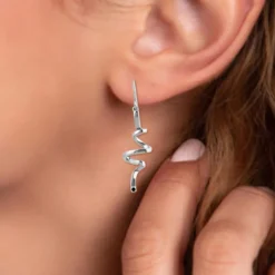 Pendantes So Charm - BD1549-BO-ARGENT-DIAMANT-NOIR - Boucles D'Oreilles Argentées
