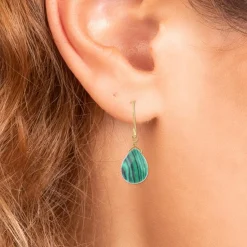 Pendantes So Charm - B2499-MALACHITE - Boucles D'Oreilles Dorées
